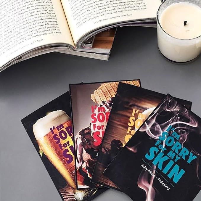 I'M SORRY FOR MY SKIN Jelly Mask Full Set for Skin Stress Relief, Korean Skin Care Travel Essentials Kit, K-Beauty Hydrating Face Mask Sheets, Gifts for Women (Pack of 5)