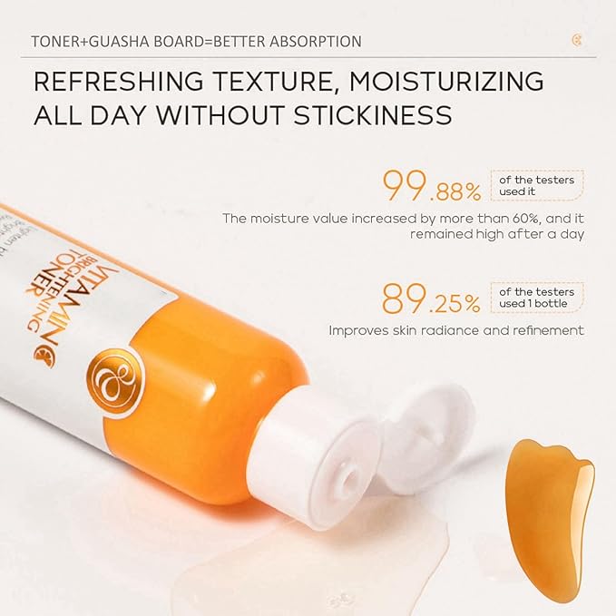 Vitamin C Skincare Set Beauty Gift Sets, Travel Skin Care Coreano Kit - Toner, Serum, Cream, Cleanser & Brush, Guasha Board, Birthday Skin Care Kit For Teens, 6pcs Skin Care Routine Kit For Women