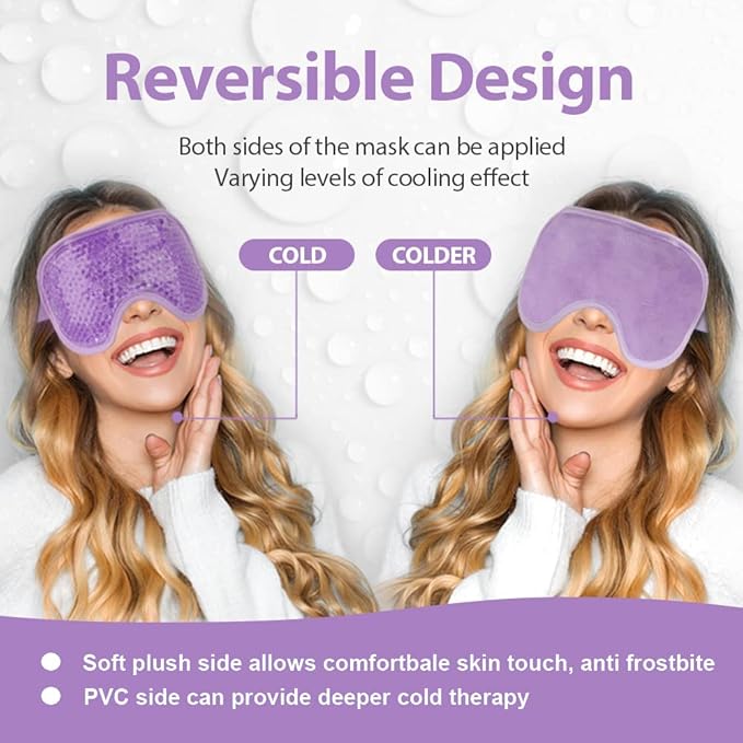 NEWGO Bundle of Gel Eye Mask and Headache Ice Pack Purple