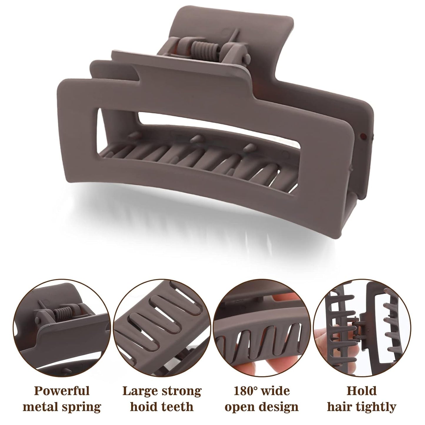 2 Pieces Square Claw Clips 3.5 Inch Matte Non-slip Hair Clamps Medium Hair Claw Clips Fashion Strong Hold Banana Clip Thick Thin Hair Styling Accessories for Women Girls