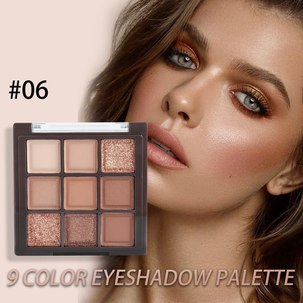 AMY'S DIARY Rose Gold Dark Brown Colorful neutral Eyeshadow Palette Makeup,9Color Matte Shimmer Natural Smokey Eye Eyeshadow palettes Highly Pigmented Neutral Long Lasting Waterproof