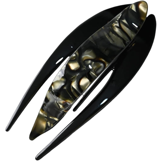 Handmade Celluloid French Design Tortoise Shell Barrettes Side-slide Opening Duck Luxury Fashion Accessories Hair Clip Claw for Women (tortoise grey)