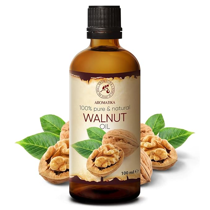 AROMATIKA Walnut Oil 3.4 fl oz - Juglans Regia Seed Oil - USA - 100% Pure - Intensive for Face Care - Body - Hair - Skin - Nails - Hands - Good w/Essential Oil