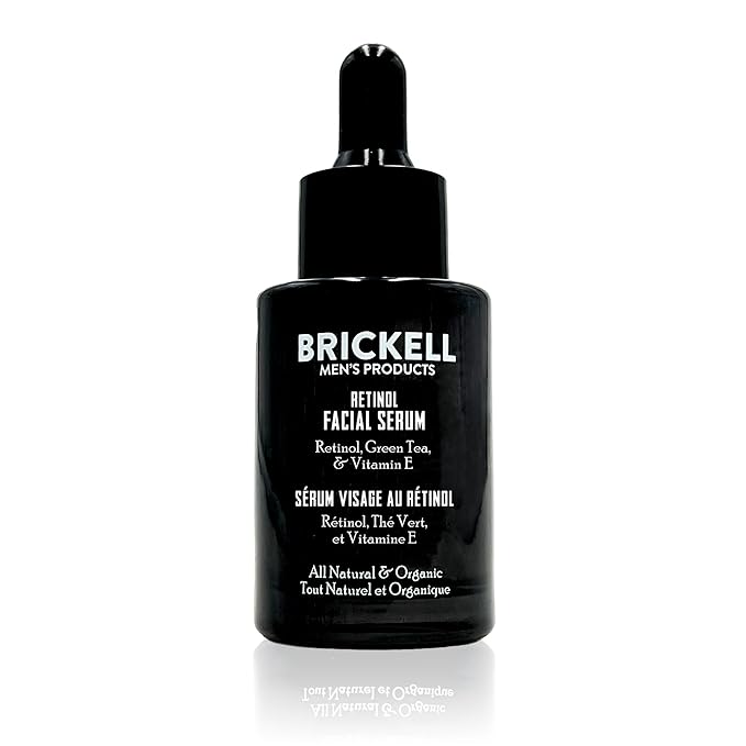 Brickell Men's Retinol Skin Care Serum Treatment For Firming Face Lines & Eye Wrinkles, Deep Hydrating Facial Skincare Serum For Anti-Aging, Fragrance Free, 1 Ounce