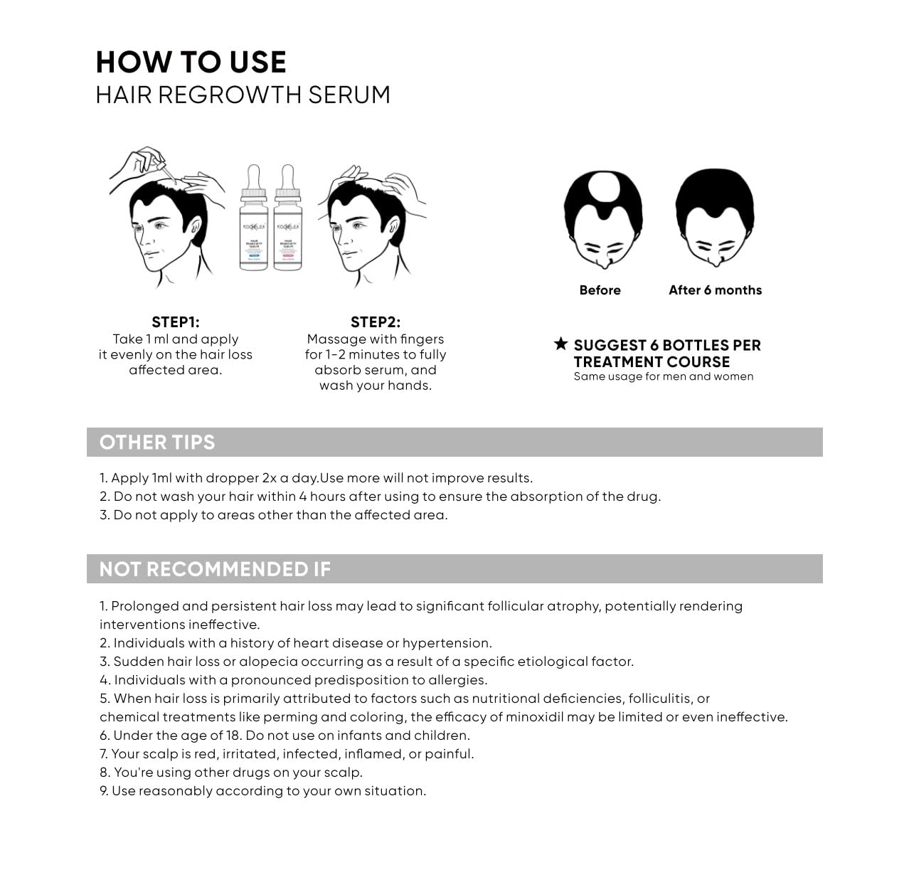 5% Minoxidil Hair Regrowth Serum for Men – Extra Strength Treatment with Biotin – Promotes Regrowth, Fights Hair Loss & Thinning, Stimulates Scalp for Fuller Hair – 60mL x3 Pack