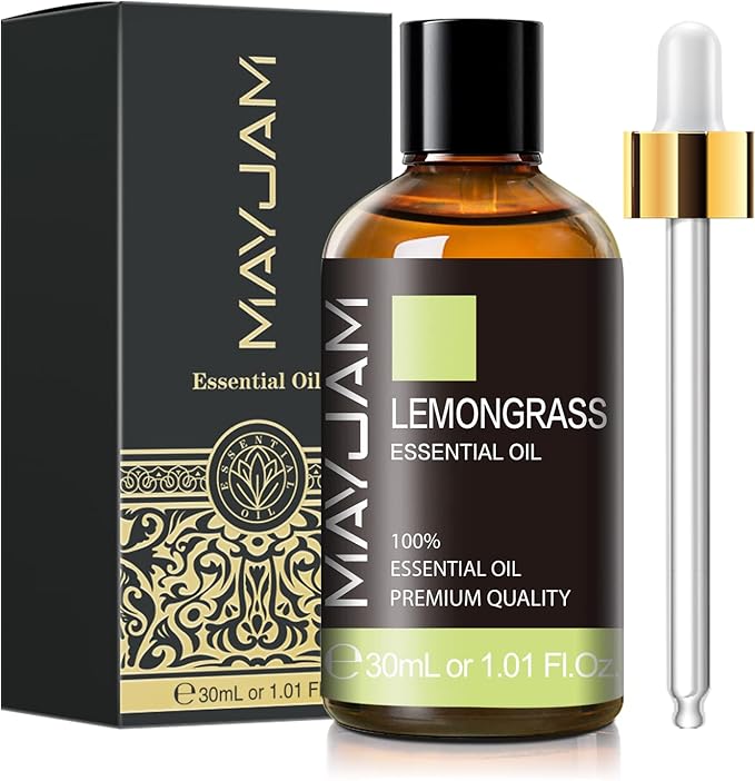Lemongrass Essential Oil 30ML/1.01FL.OZ, MAYJAM Premium Lemongrass Oil Essential Oils with Glass Dropper, Great for Aromatherapy Diffuser and Candle Soap Making
