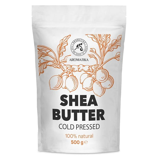 Shea Butter 17.5 Oz (500g) - Unrefined Raw/Pieces - Africa - Ghana - 100% Pure Shea Butter Body Butter - Cosmetic Grade - for Hair Skin Lip Face Feet Body Care - Massage - AROMATIKA