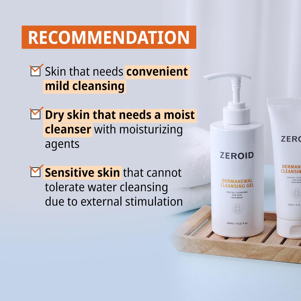 ZEROID | Dermanewal Cleansing Gel | Hydrating Face and Body Wash | Moisturizing Korean Shower Gel | Body Care for Women & Men | Korean Bath Products | Body Care Skin Treatments | 15.22 fl oz (450ml)