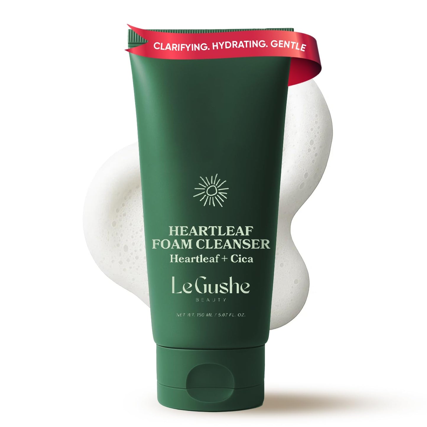 LE GUSHE Heartleaf Foam Face Wash - Gentle Facial Cleanser for Deep Cleansing - With Cica & Hyaluronic Acid - Soothing Face Wash for Women - Inspired by Korean Skin Care (150 ml/5.07 fl oz)