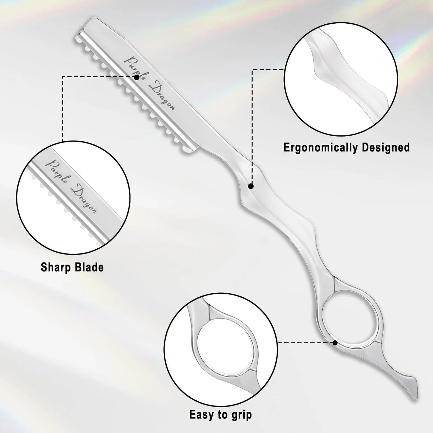 Hair Razors For Cutting Hair 7" Mental Thinning Styling Razors with 10 PCS Sharp Stainless Steel Blades Professional Hair Styling Tool for Salon and Home (Silver)