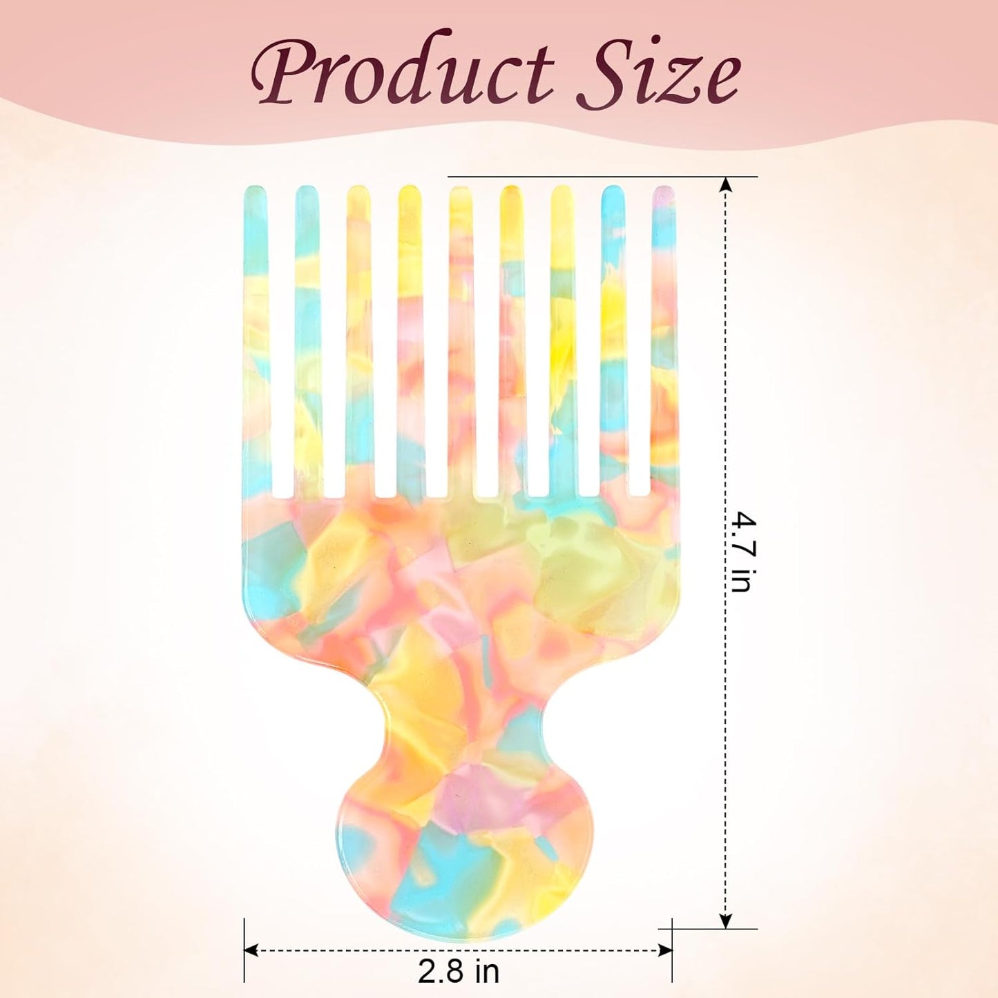 2pcs Hair Pick Comb Long Wide Tooth Comb for Curls 4.7in Smooth Detangling Lifting Curly Hair Picks Afro Smooth Styling Tools for Women Men Barber Supplies(Colorful)