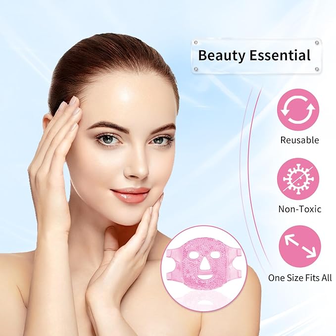 Boundle of Cold Face Eye Masks Ice Face Mask Hot Cold Compress for Dark Circles and Ankle/Sport Foot Ice Therapy Wrap,Hot Cold Ice Gel Pack with Adjustable Brace for Sprained Ankles