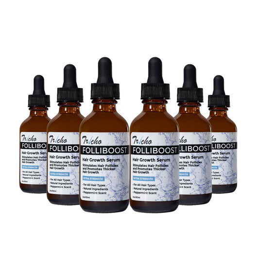 Tricho Labs Folliboost Hair Growth Serum - Natural-Based Formula w/Biotin & Peppermint Oil - Hair Care for Thicker & Fuller Hair - 2oz, 6-Pack
