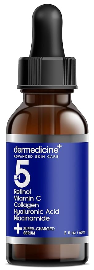 5 in 1 Potent Face Serum with Retinol, Vitamin C, Collagen, Hyaluronic Acid, Niacinamide | May Help Improve Appearance of Fine Lines and Reduce Appearance of Dark Spots | 2 fl oz / 60 ml