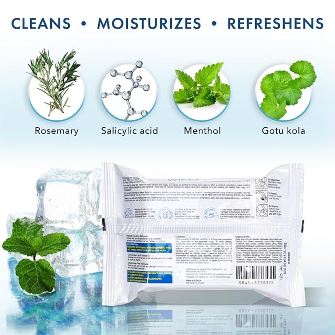 ESHA Hair & Scalp Wipes: Instant Cooling Refresh for Braids, Locs, Twists & All Hair Types - Stay Cool, Stylish, and Confident