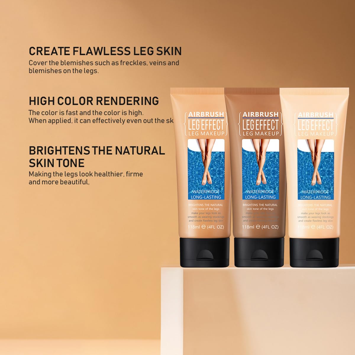 Leg Makeup for Women,4 Oz Leg Makeup Waterproof No Transfer-Easy Application,Flawless and Long Lasting,Legs Vein Cover up Lotion,Body Scar Cover up Lotion,Legs Concealer (Fairest Glow, 1 Pcs)