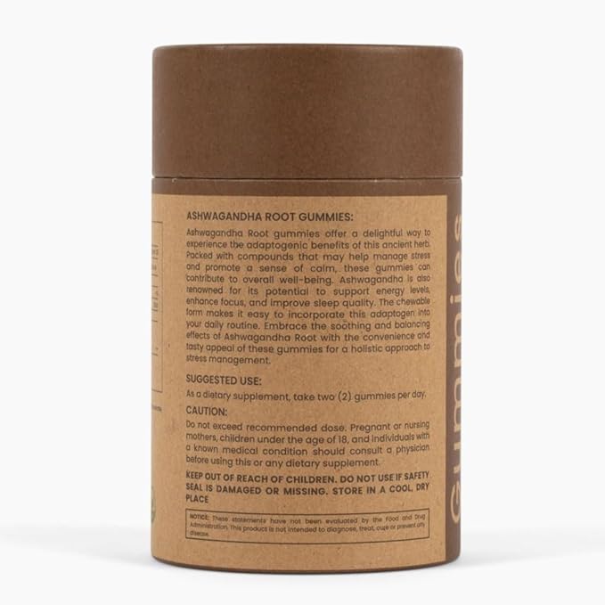 Ashwagandha 1500mg + Zinc, Vitamin D2 Vegan Gummies (Ashwagandha Roots)