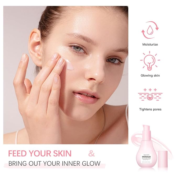 Watermelon Niacinamide Moisturize Serum, Highlighting Serum, Hydrating with Hyaluronic Acid, Glycerin and Vitamin E, Lightweight Facial Serum & Priming Liquid Highlighter