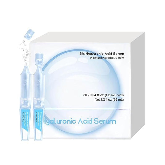 Ultra Hydrating Serum 3% - 30PCS Hyaluronic Acid Smoother Face Serum, Enriched Hyaluronic Acid, Collagen, Vitamin E Moisturizing, Plump, Fine Lines, Wrinkles, Repair for All Skin