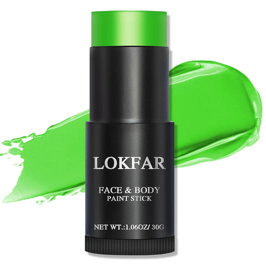 Light Green / Lime Green Face Body Paint Stick, Eye Black Stick for Sports, Waterproof Full-Coverage Green Face Makeup for Halloween Witch Alien Camo Frankenstein Cosplay Makeup