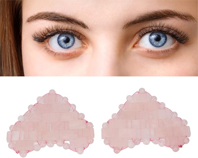 2Pcs Rose Quartz Eye Mask, Jadestone Eye Patch Reduce Facial Edema Relieve Eye Strain Heart Shaped Stone Eye Pad for Massage Facial Cooling Mask
