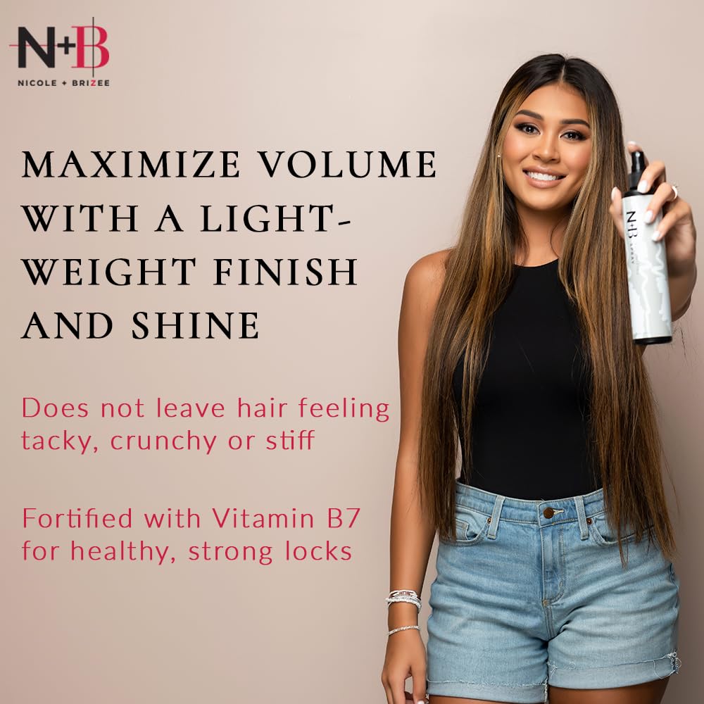 N+B Volumizing Spray | Medium Hold, Fast Drying, Lightweight | Non-Sticky, Fights Frizz, Heat Protectant, Adds Volume | For All Hair Types and Textures | 10 oz