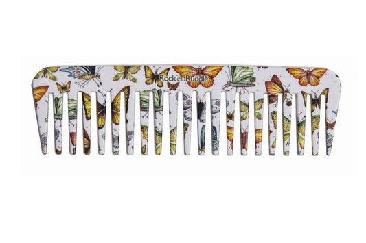 Rock & Ruddle Wide Tooth Comb. Perfect for Detangling Wet Hair and Applying Hair Color. Butterflies Design