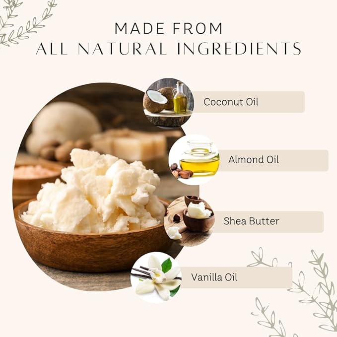 Whipped Body Butter, Scented Vanilla Body Moisturizer 8 oz., Coconut Oil & Shea Butter for Sensitive, Dry Skin, Non-Greasy, Soft & Creamy, Natural Skincare for Women & Men – Vegan