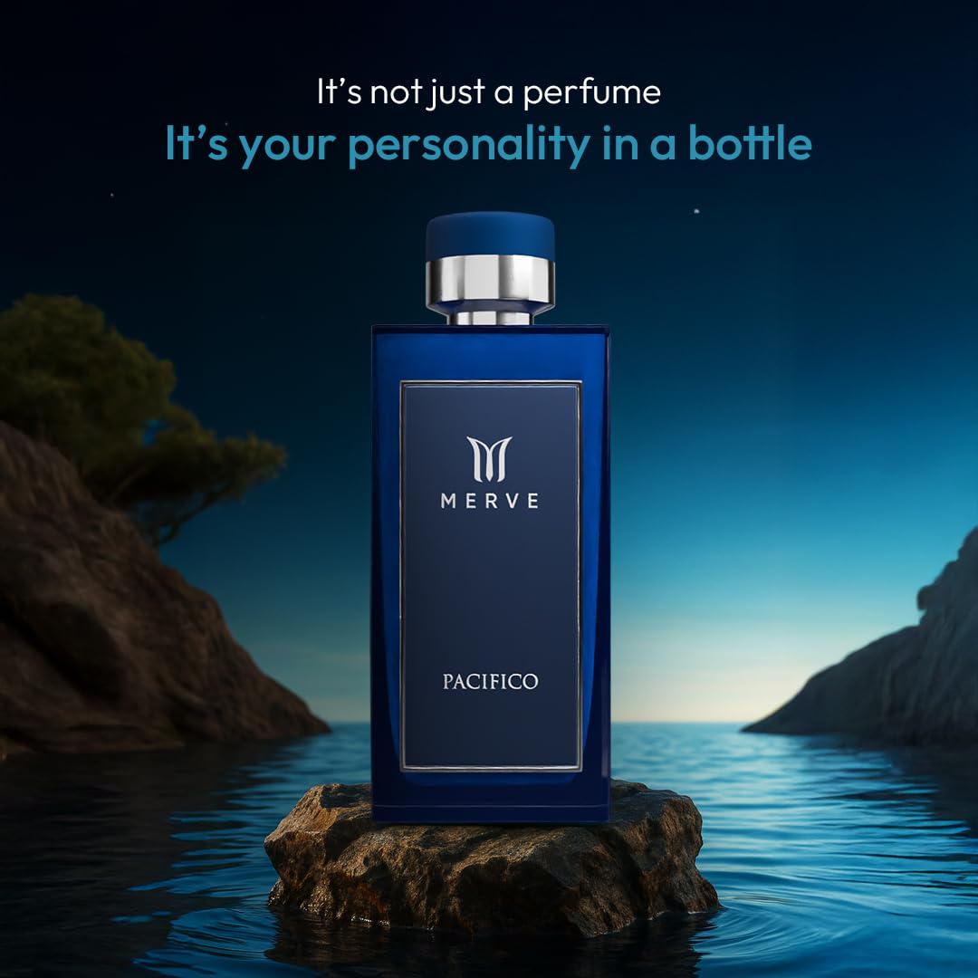 Merve Pacifico Premium Long Lasting Fragrance Luxury Scent For Men | Fruity, Marine, Woody | Perfumes For Men | 3.4 Ounces