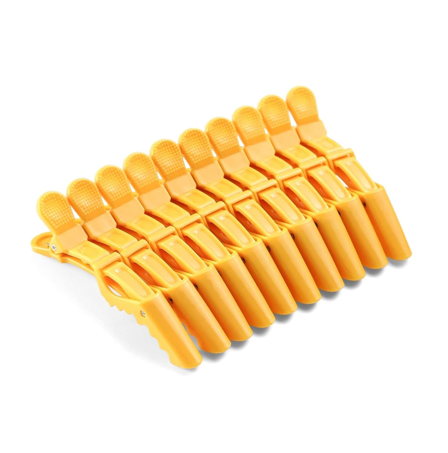 10pcs/set Multicolor Croc Clips Transparent Plastic Hairdresser Clips Hair Styling Sectioning Barrettes Professional Non Slip Alligator Clips Salon DIY Accessories Hairpins (10pcs-Yellow)