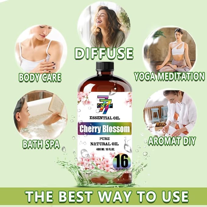 Cherry Blossom Essential Oil(16oz / 480ml) - Cherry Blossom Oils Used in diffusers, humidifiers, Home Baths, Cleaning Products, Yoga, DIY Soaps and DIY Scented Candles