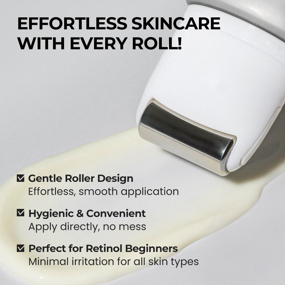 [SKIN&LAB] Retinol Lifting Roller Cream with Massage applicator, Vegan Anti Aging Face and Neck Cream for Reduce Wrinkles and Fine Line, For Face, Neck, Décolleté Wrinkle Care, 1.69 fl. oz.