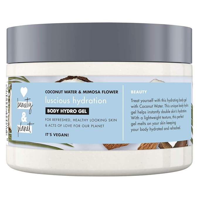 Love Beauty And Planet Coconut Water and Mimosa Flower Vegan Body Moisturiser, Hydrating and Refreshing Hydro Gel for Women, 250ml