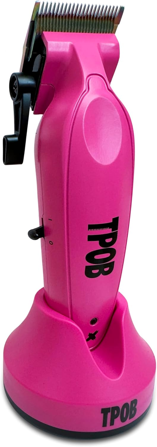 TPOB X Digital Brushless 6800rpm Professional Hair Trimmer Hair Clippers for Men, Psycho Zero Gapped T-Blade Trimmer Cordless Rechargeable Edgers Clippers (X Clipper Pink with Stand)