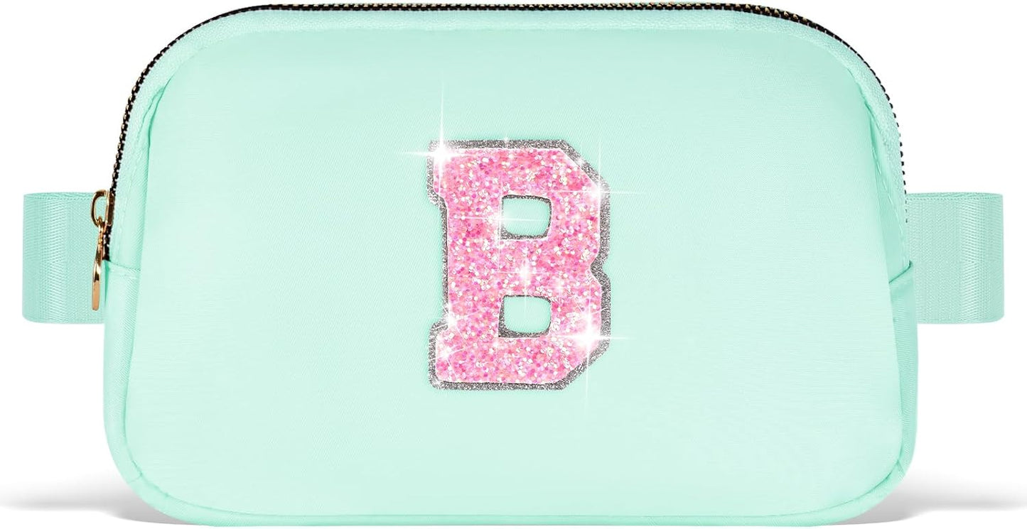 Fanny Pack Belt Bag Crossbody Bags with Initials Letter Patch Trendy Stuff for Teens Cute Stuff Birthday Gifts for Teenager Girls | Light Green,Initial B