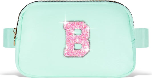Fanny Pack Belt Bag Crossbody Bags with Initials Letter Patch Trendy Stuff for Teens Cute Stuff Birthday Gifts for Teenager Girls | Light Green,Initial B