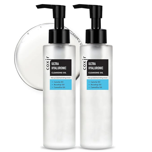 coxir ULTRA HYALURONIC CLEANSING OIL l Korean Facial Cleanser, Blackhead Makeup Removal with Hyaluronic Acid, Cruelty Free, Hydrating, Smoothing, Calming, Moisturizing [5.07 Fl.oz(pack of 2)]