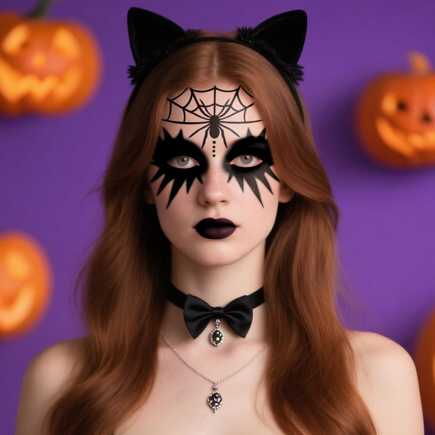 Halloween Face Tattoos, Spooky Temporary Tattoo Stickers, Face Tattoo Decals with Spider&Spiderweb,Makeup Tattoo Stickers,Halloween Face Sticker Tattoos Art for Women Men Adults Kids 8Pcs