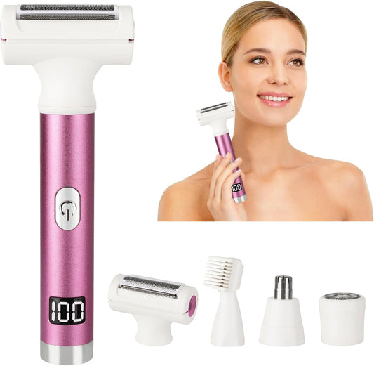 2025 Led Display Electric Razor,Beauty Women's Wet & Dry Electric Shaver, Painless 4 in 1 Painless Body Razors,Cordless 3-Blade Ladies Shaver for Legs, Arm, Underarms, Bikini (Purple)