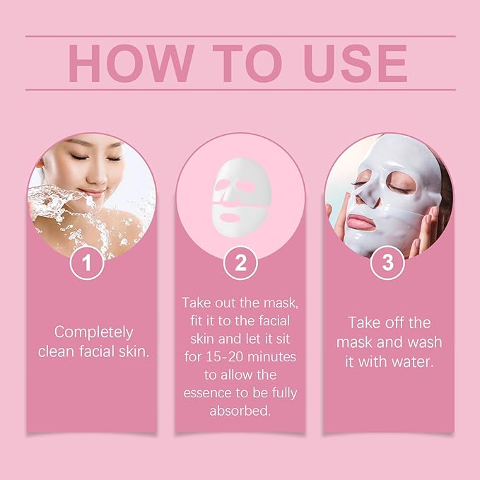 4Pack Hydrating Collagen Face Mask for Korean Glass Skin – Firming and Wrinkle Reduction Sheet Mask for Youthful, Firming, Bio-Collagen Facial Mask for All Skin Types