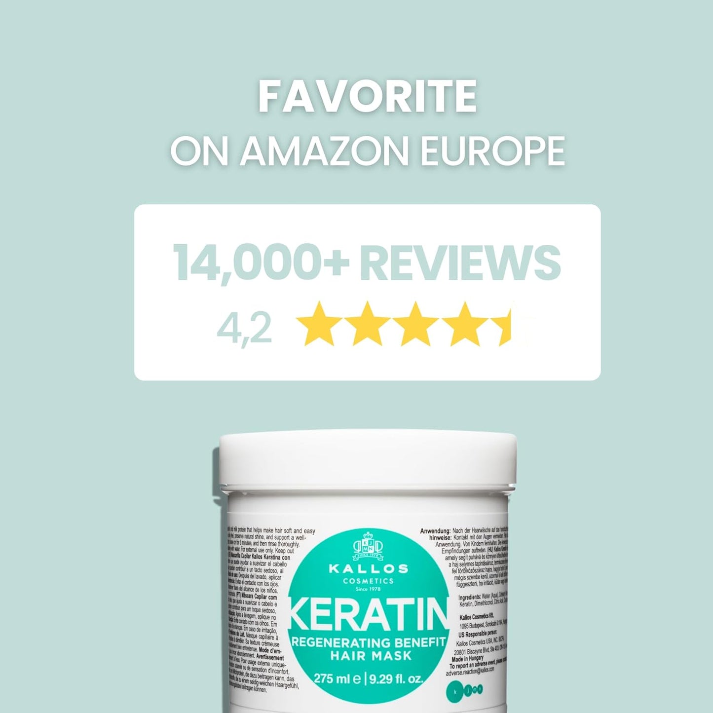 Kallos KJMN Keratin Regenerating Hair Mask with keratin and milk protein for dry, damaged and chemically treated hair 275 ml - 9,29 Fl Oz