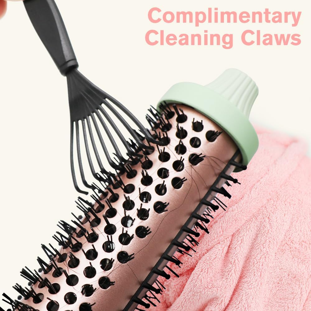 K&K Brush 30, 1.18 Inch Hot Styling Brush, Ionic Curling Iron with Tourmaline Ceramic Barrel, Professional Hair Curler up to 356°F, Dual Voltage Hair Waving Style Tool for Traveling