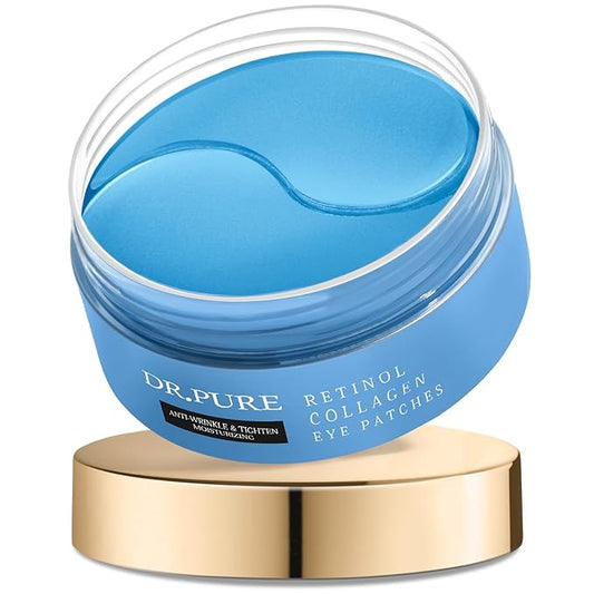 Dr. Pure Under Eye Patches for Wrinkles: Retinol Collagen Eye Mask for Puffy Eyes and Dark Circles with Hyaluronic Acid - Smooth Fine Lines Moisturizing and Hydrating (30 Pairs)