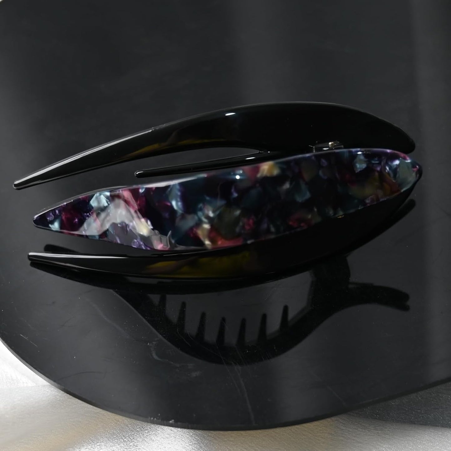 Handmade Celluloid French Design Tortoise Shell Barrettes Side-slide Opening Duck Luxury Fashion Accessories Hair Clip Claw for Women (moonlight)