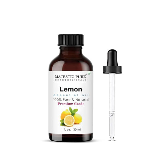 Majestic Pure Lemon Essential Oil | 100% Pure and Natural Lemon Oil | Premium Grade Essential Oils for Hair Care, Home Diffusers, Skin, Aromatherapy, Massage and Humidifiers | 1 Fl Oz