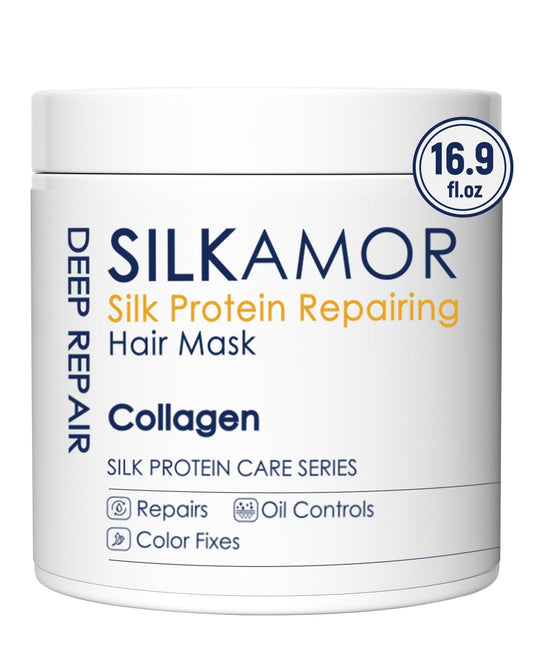 Protein Hair Treatment, Hair Mask for Curly Hair, Nourishing & Strengthening Deep Conditioning Hair Treatment, Hydrolyzed Silk & Protein, Sericin, Soft Fragrance, Hair Masks for Dry Damaged, 500ml