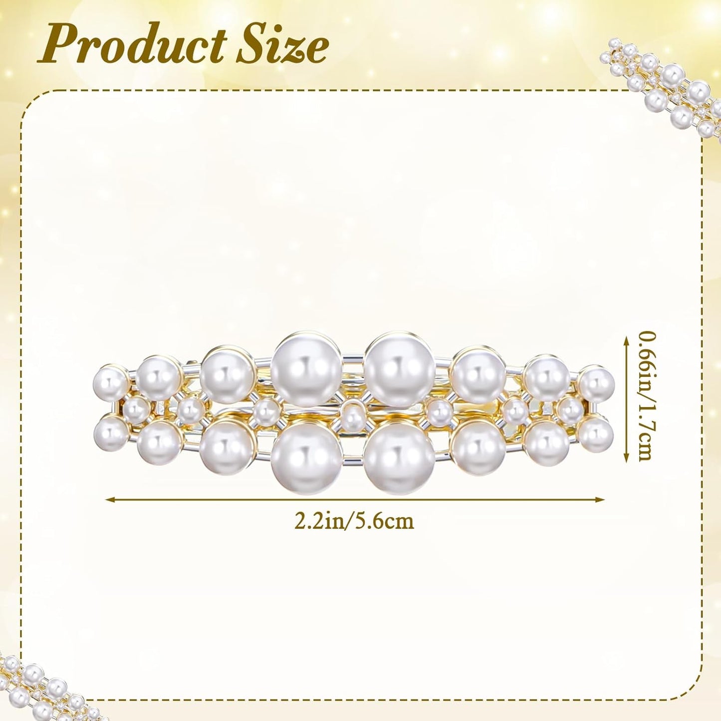 4 Pcs Pearl Barrettes for Women Small Pearl Hair Clips Elegant Accessories French Hair Jewelry Accessories for Ladies Mother Wedding Party Birthday Festival Gifts 2.2 × 0.66 Inch White