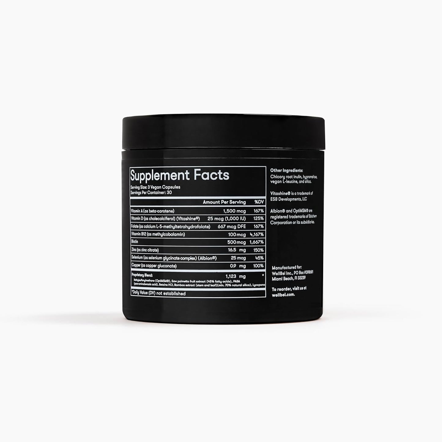 WELLBEL Men Clean Supplement for Hair, Skin, and Nails, Vegan, Gluten Free and Non GMO 90 Count