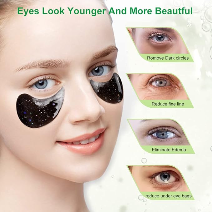 Eye Mask, Under Eye Patches 30 Pairs- Dark Circles, Puffy Eyes Treatments–Reduce Wrinkles and Fine Lines, Hydrating and Anti-Wrinkle Effect Under-Eye Patches with Hyaluronic Acid and Collagen (Bamboo Chartcoal)