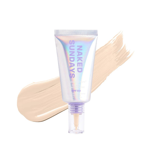 Naked Sundays BeautyScreen™ SPF 50 Mineral Peptide Foundation Tint – Skin Tint & Mineral Sunscreen | Radiant, Buildable Coverage, Acne-Safe, Infused with Peptides (1 Fair Neutral, 1.01 oz)